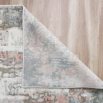 9' X 12' Gray and Pink Abstract Hand Loomed Area Rug