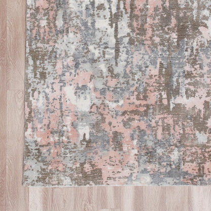 2' X 3' Gray and Pink Abstract Hand Loomed Area Rug