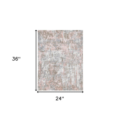 6' X 9' Gray and Pink Abstract Hand Loomed Area Rug