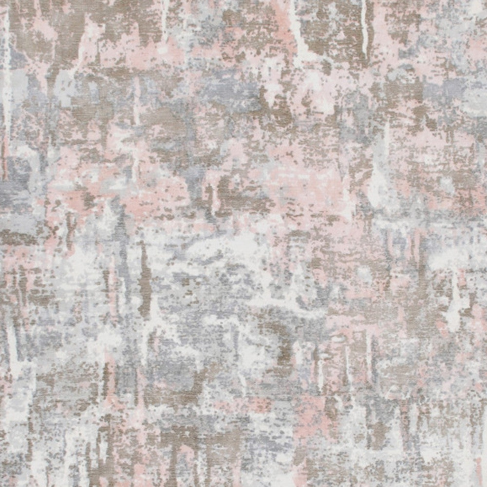 6' X 9' Gray and Pink Abstract Hand Loomed Area Rug