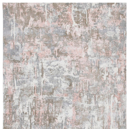 9' X 12' Gray and Pink Abstract Hand Loomed Area Rug
