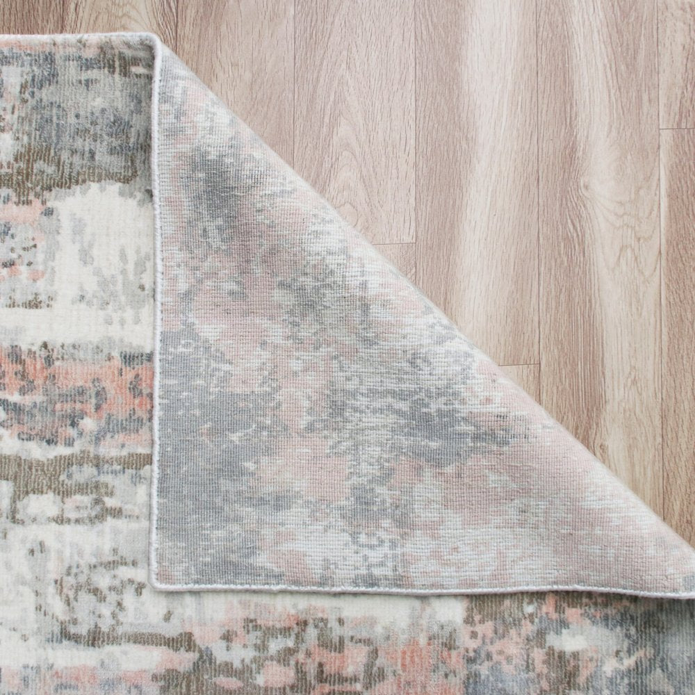 2' X 3' Gray and Pink Abstract Hand Loomed Area Rug