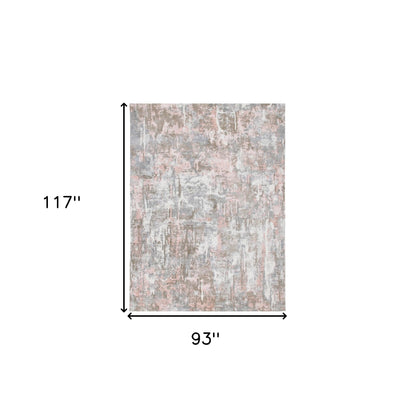 6' X 9' Gray and Pink Abstract Hand Loomed Area Rug