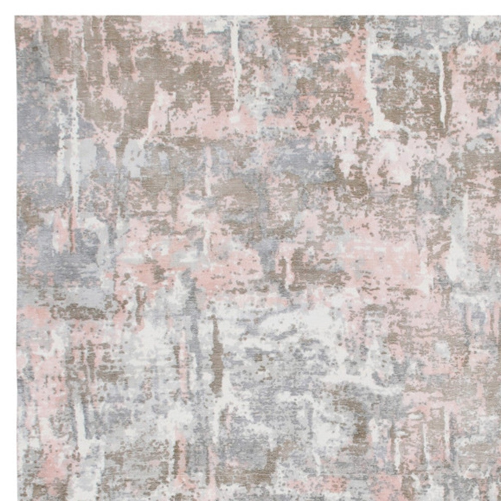 6' X 9' Gray and Pink Abstract Hand Loomed Area Rug