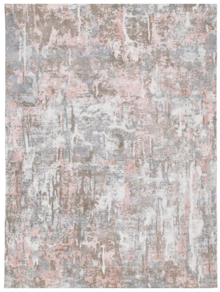 2' X 3' Gray and Pink Abstract Hand Loomed Area Rug