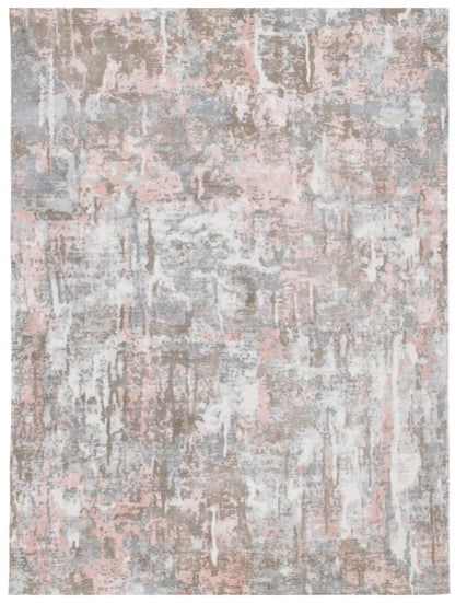 2' X 3' Gray and Pink Abstract Hand Loomed Area Rug