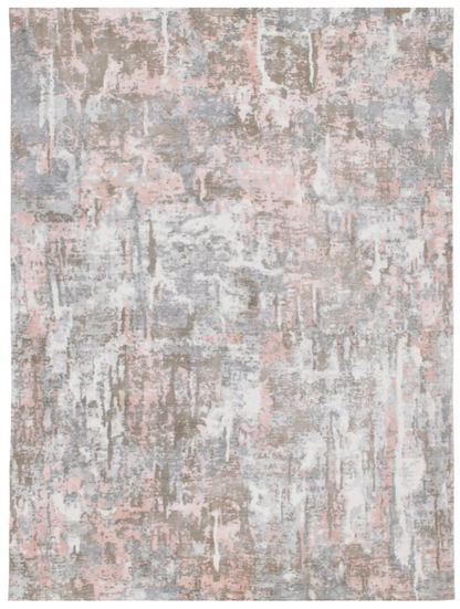 6' X 9' Gray and Pink Abstract Hand Loomed Area Rug