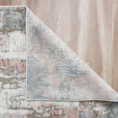 9' X 12' Gray and Pink Abstract Hand Loomed Area Rug