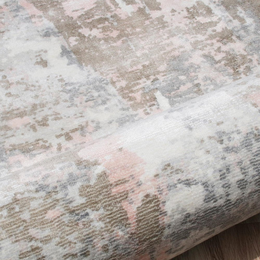 9' X 12' Gray and Pink Abstract Hand Loomed Area Rug