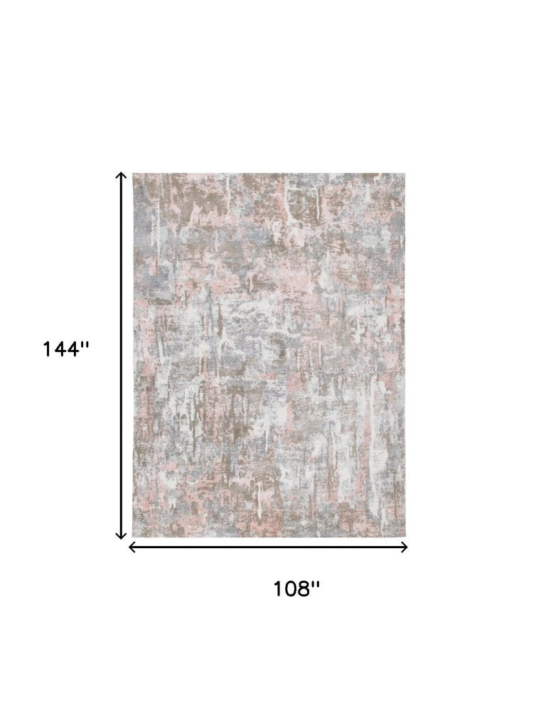 2' X 3' Gray and Pink Abstract Hand Loomed Area Rug