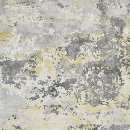 2' X 3' Gray and Yellow Abstract Hand Loomed Area Rug