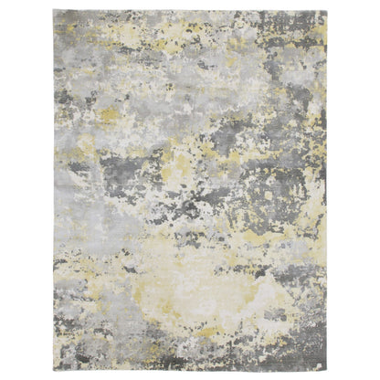 6' X 9' Gray and Yellow Abstract Hand Loomed Area Rug