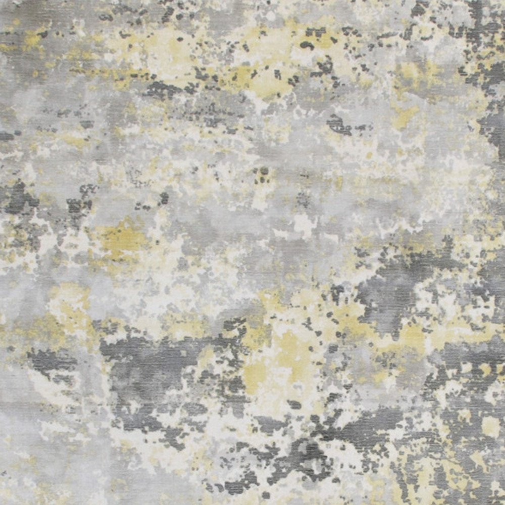 2' X 3' Gray and Yellow Abstract Hand Loomed Area Rug