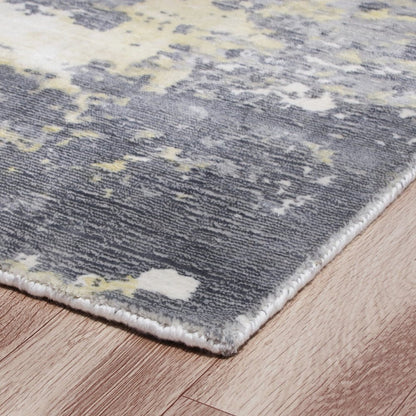 2' X 3' Gray and Yellow Abstract Hand Loomed Area Rug