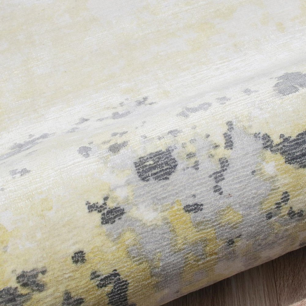 2' X 3' Gray and Yellow Abstract Hand Loomed Area Rug