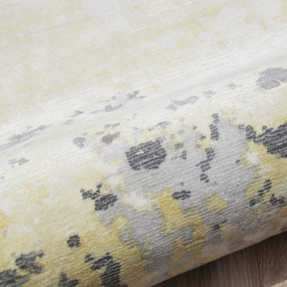 2' X 3' Gray and Yellow Abstract Hand Loomed Area Rug