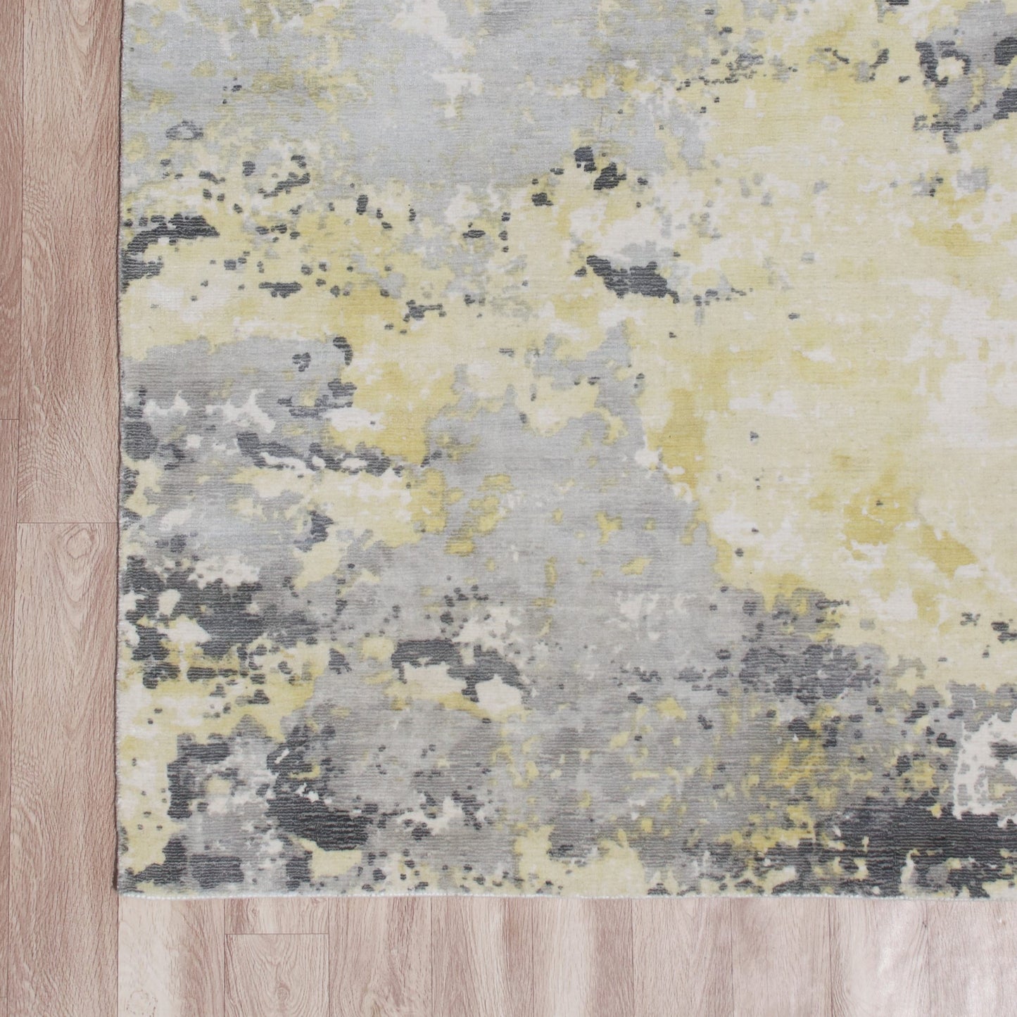 6' X 9' Gray and Yellow Abstract Hand Loomed Area Rug