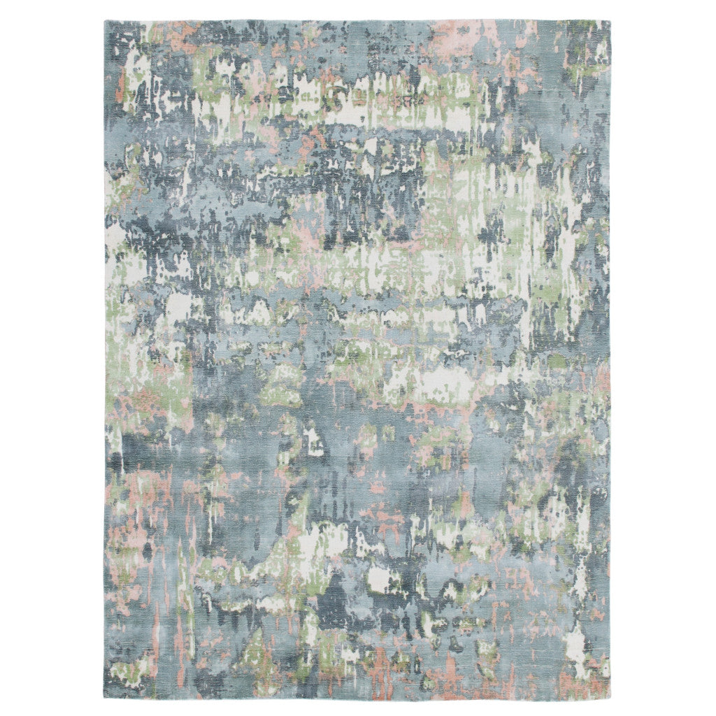 9' X 12' Gray and Yellow Abstract Hand Loomed Area Rug