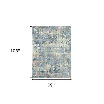 2' X 3' Gray and Yellow Abstract Hand Loomed Area Rug