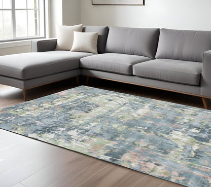 2' X 3' Gray and Yellow Abstract Hand Loomed Area Rug