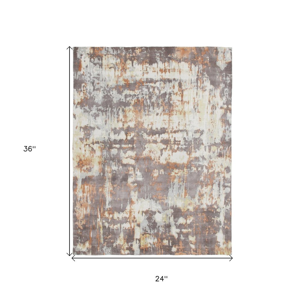 9' X 12' Brown and Tan Abstract Wool Blend Hand Loomed Area Rug
