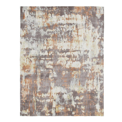 9' X 12' Brown and Tan Abstract Wool Blend Hand Loomed Area Rug