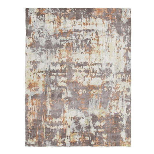 9' X 12' Brown and Tan Abstract Wool Blend Hand Loomed Area Rug