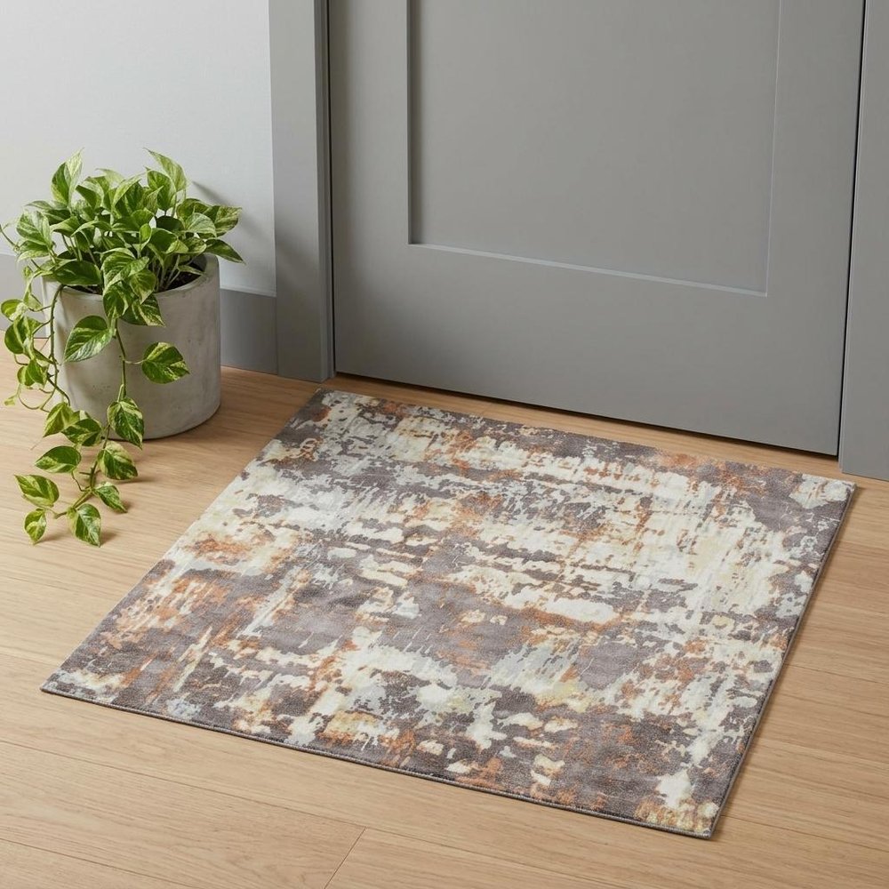 2' X 3' Brown Abstract Hand Loomed Area Rug