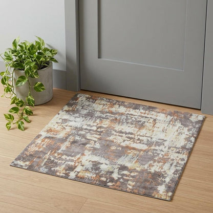 2' X 3' Brown Abstract Hand Loomed Area Rug
