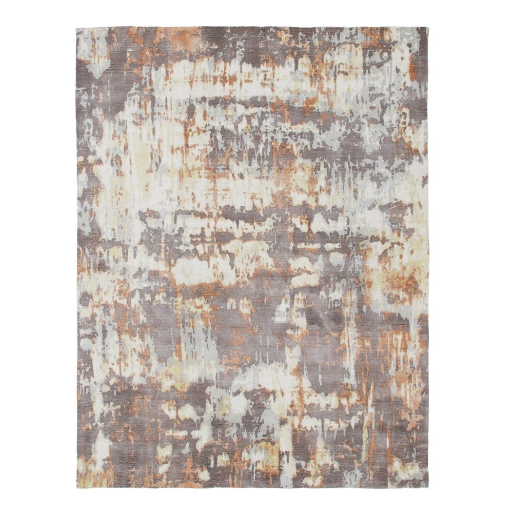9' X 12' Brown and Tan Abstract Wool Blend Hand Loomed Area Rug