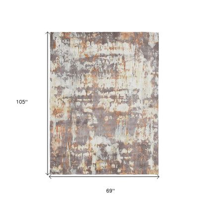 2' X 3' Brown Abstract Hand Loomed Area Rug