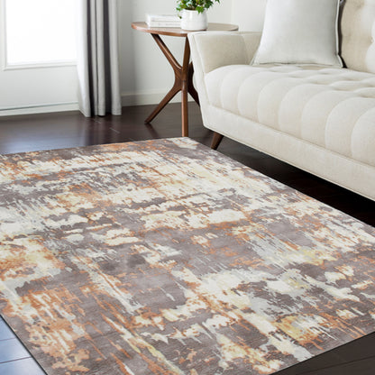 6' X 9' Brown Abstract Hand Loomed Area Rug