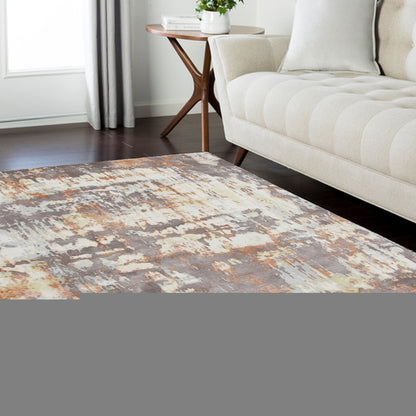2' X 3' Brown Abstract Hand Loomed Area Rug