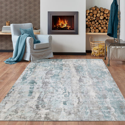 6' X 9' Blue Abstract Hand Loomed Area Rug