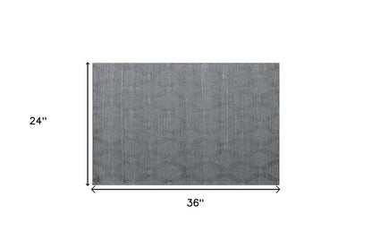 10' X 14' Blue and Ivory Wool Geometric Hand Woven Area Rug