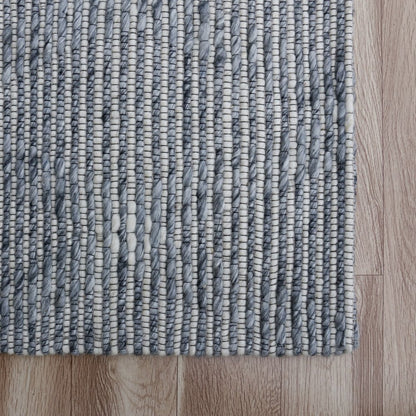 10' X 14' Blue and Ivory Wool Geometric Hand Woven Area Rug