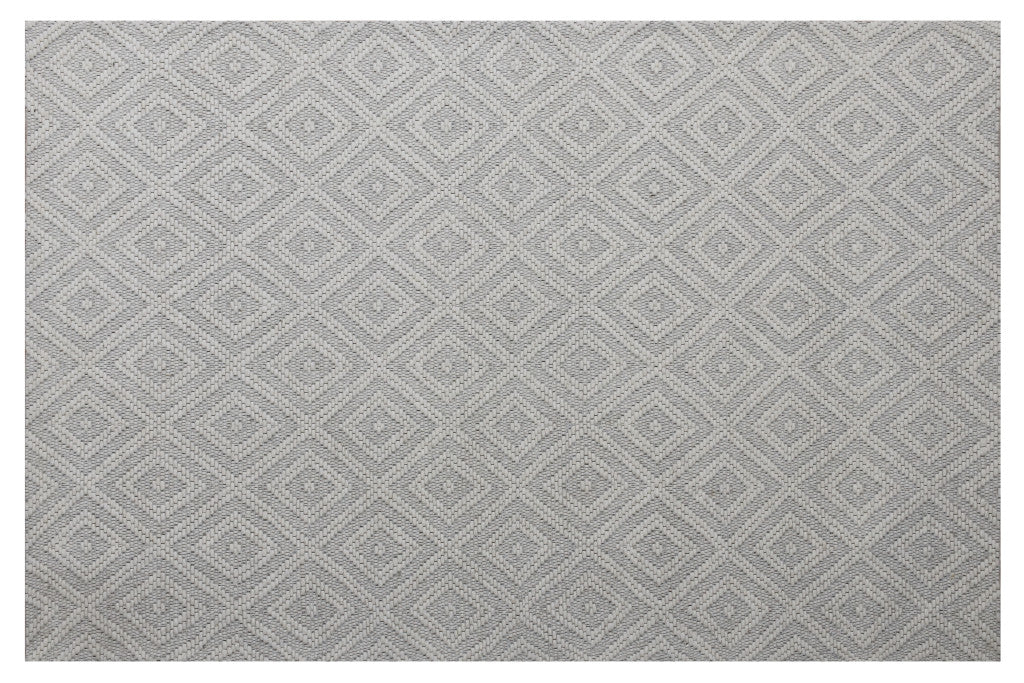 2' X 3' Ivory Wool Geometric Hand Woven Area Rug