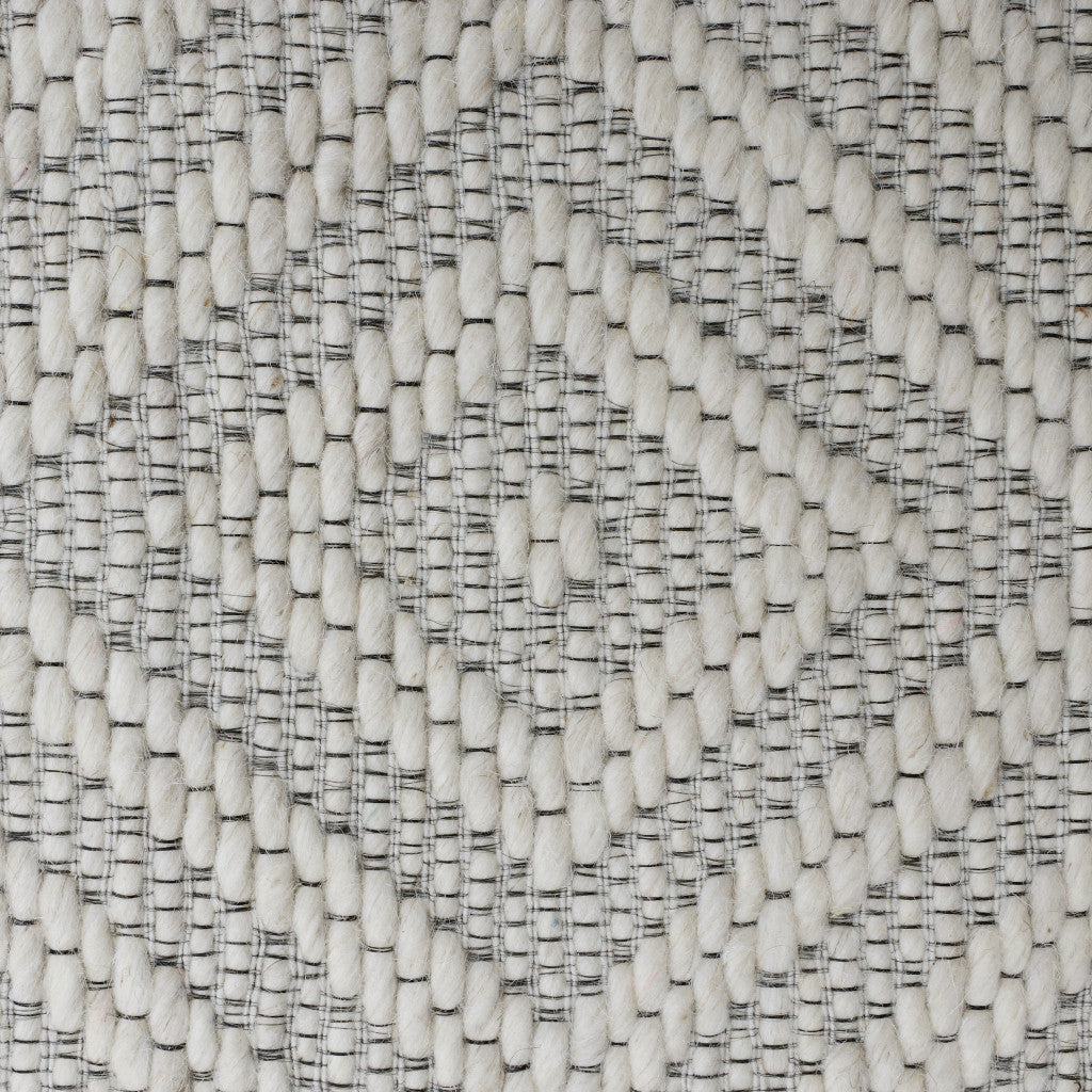 2' X 3' Ivory Wool Geometric Hand Woven Area Rug