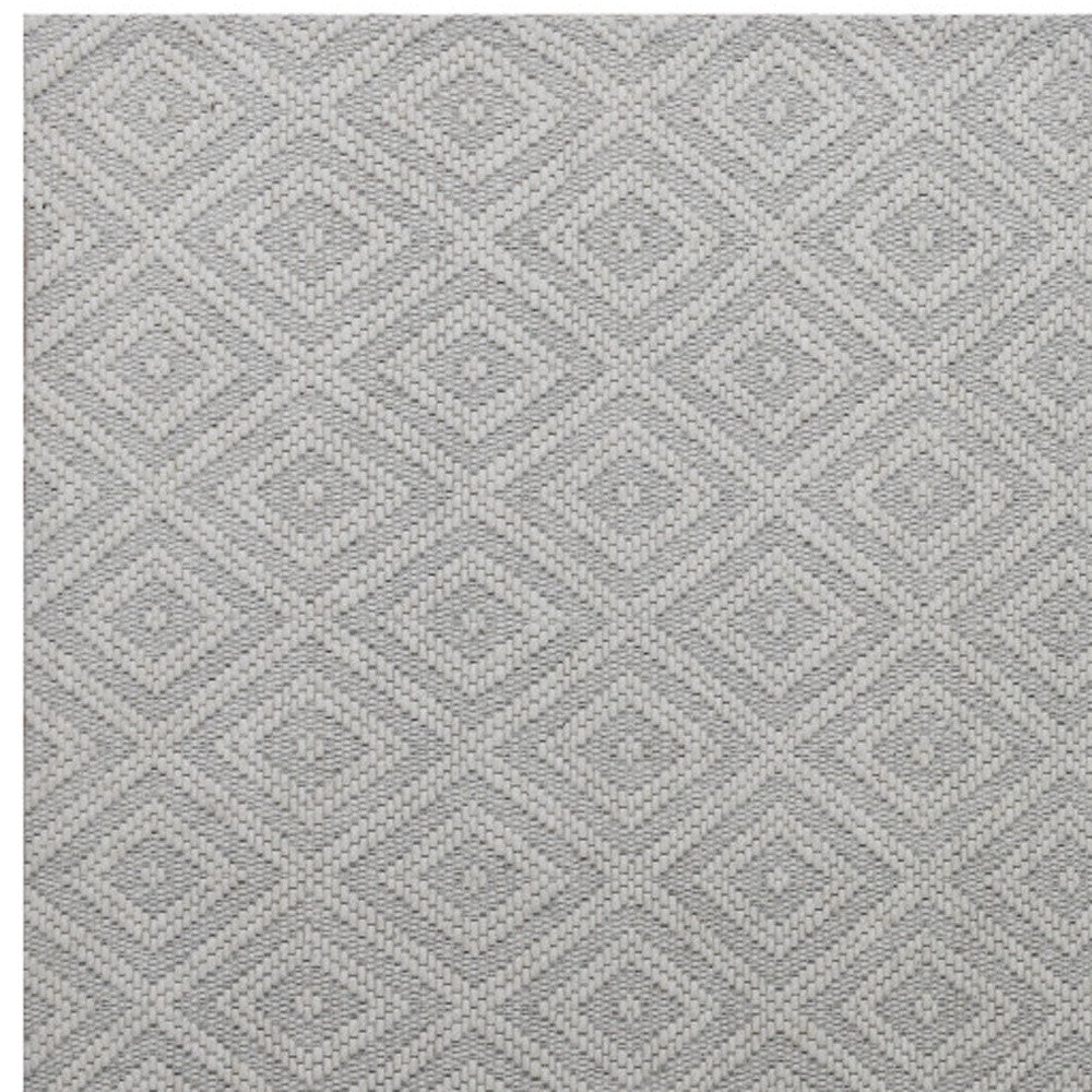 2' X 3' Ivory Wool Geometric Hand Woven Area Rug