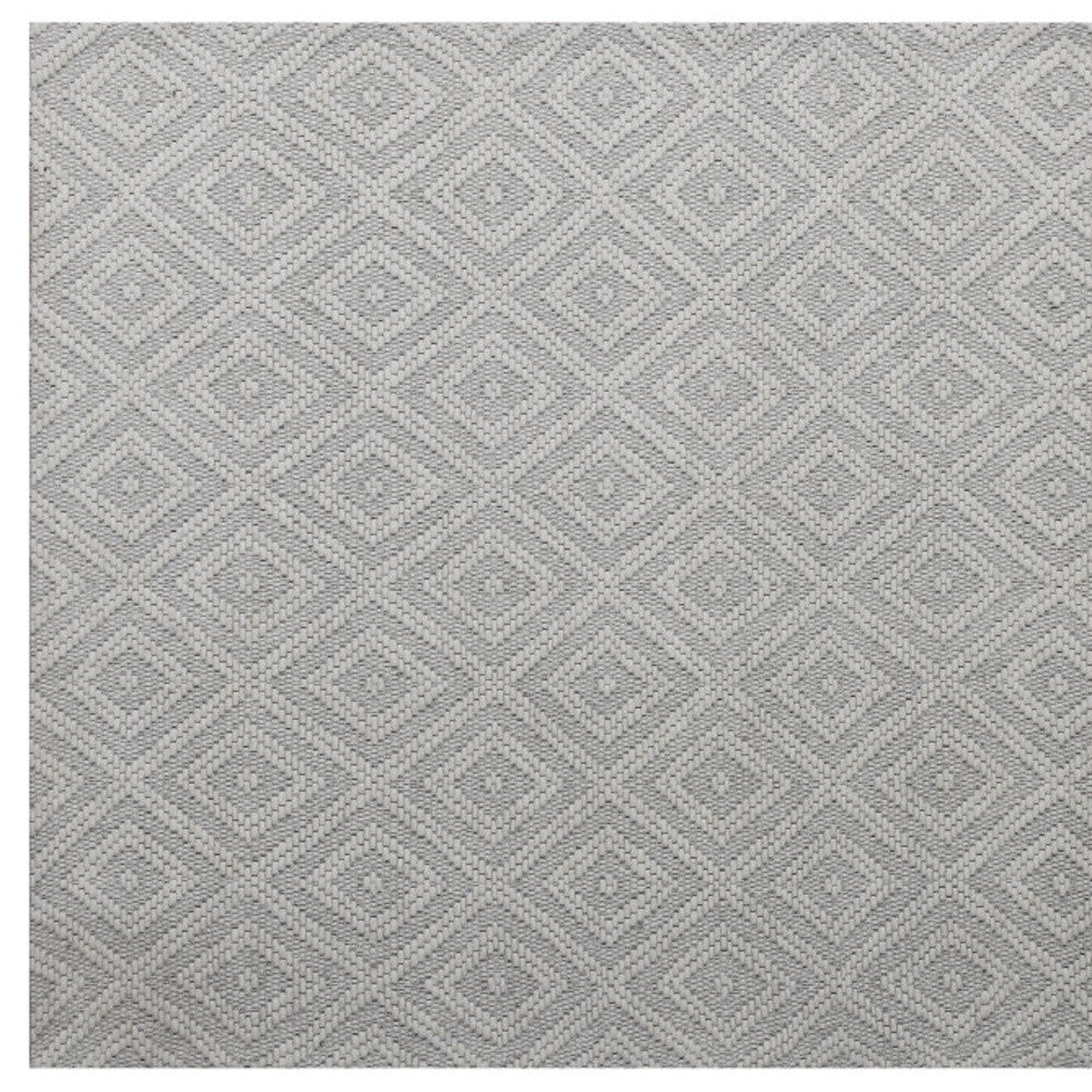 2' X 3' Ivory Wool Geometric Hand Woven Area Rug