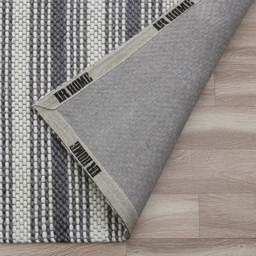 2' X 3' Gray Wool Striped Hand Woven Area Rug