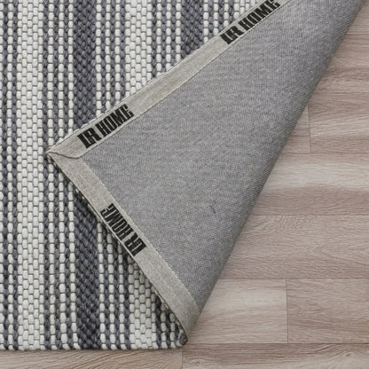 2' X 3' Gray Wool Striped Hand Woven Area Rug