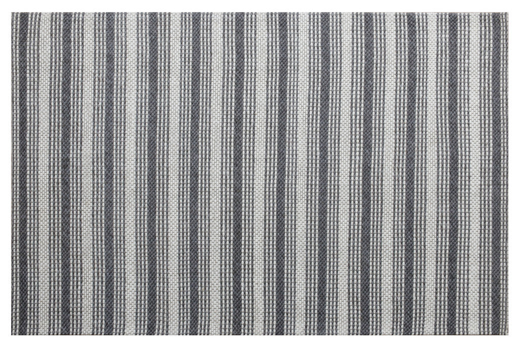 2' X 3' Gray Wool Striped Hand Woven Area Rug