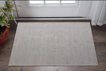 2' X 3' Beige Wool Hand Woven Area Rug