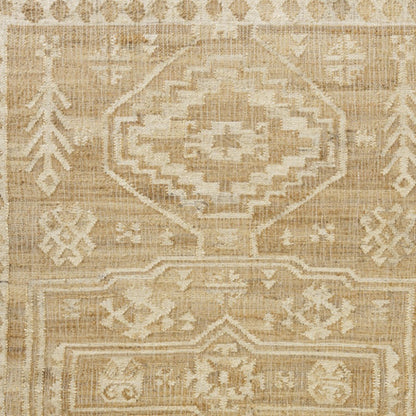 9' X 12' Natural and Ivory Medallion Hand Woven Area Rug