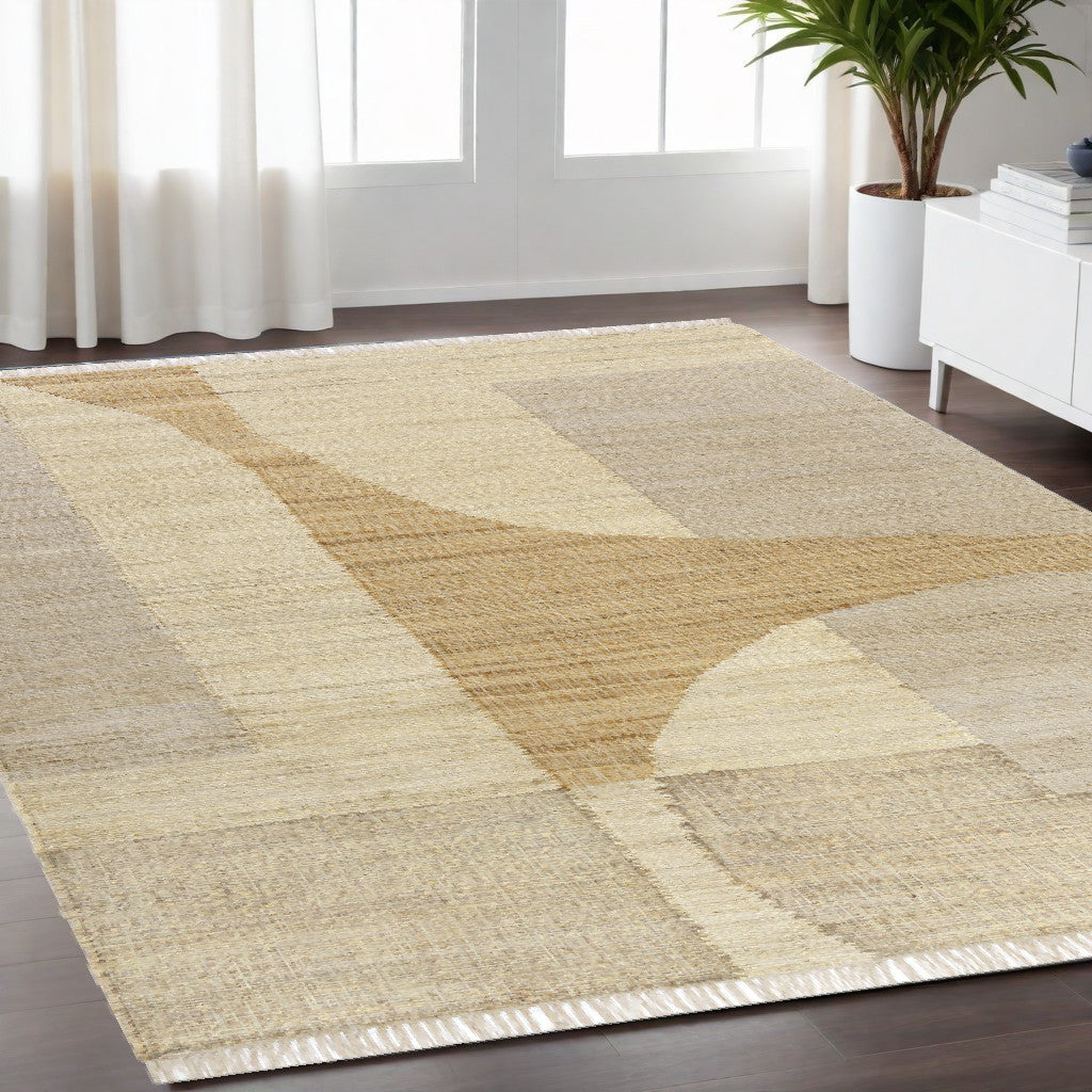 2' X 3' Ivory Abstract Hand Woven Area Rug