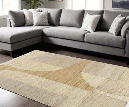 2' X 3' Ivory Abstract Hand Woven Area Rug