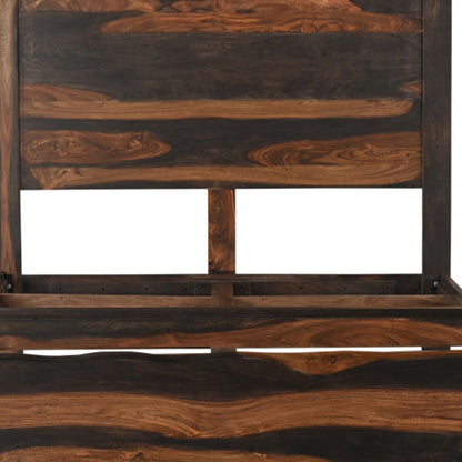 Dark Brown Live Edge Solid Wood Queen Bed Frame