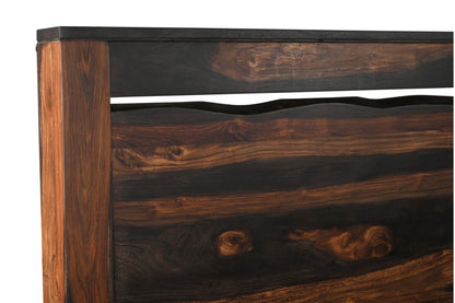 Dark Brown Live Edge Solid Wood Queen Bed Frame