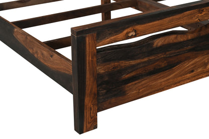 Dark Brown Live Edge Solid Wood Queen Bed Frame